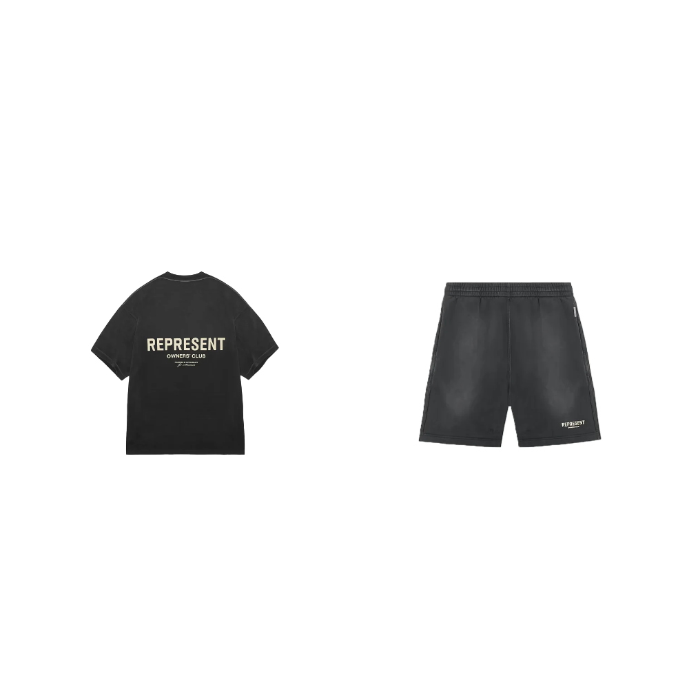 Represent Owners Club T-Shirt + Shorts Aged Black - SET-Bundle-Represent-pikastore.cz