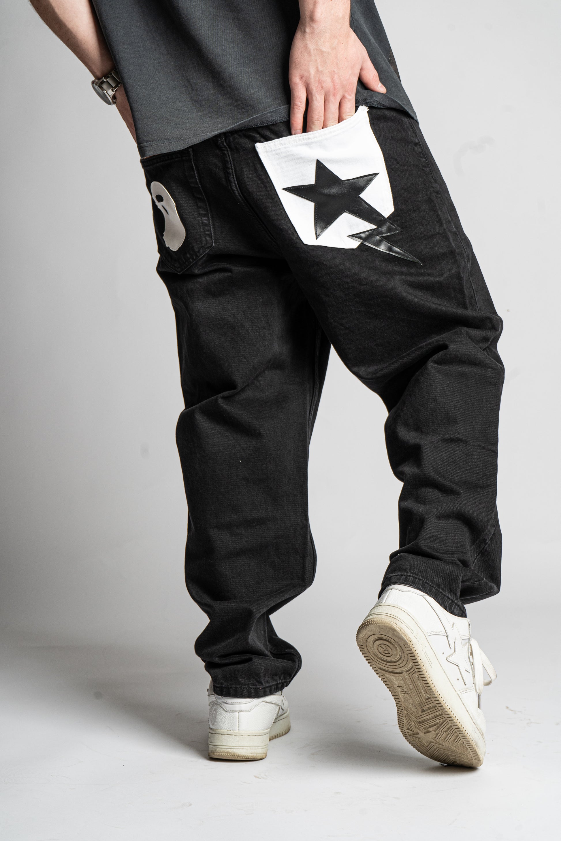 Custom Reverse Star Baggy Jeans-Kalhoty-Custompantsprg-pikastore.cz