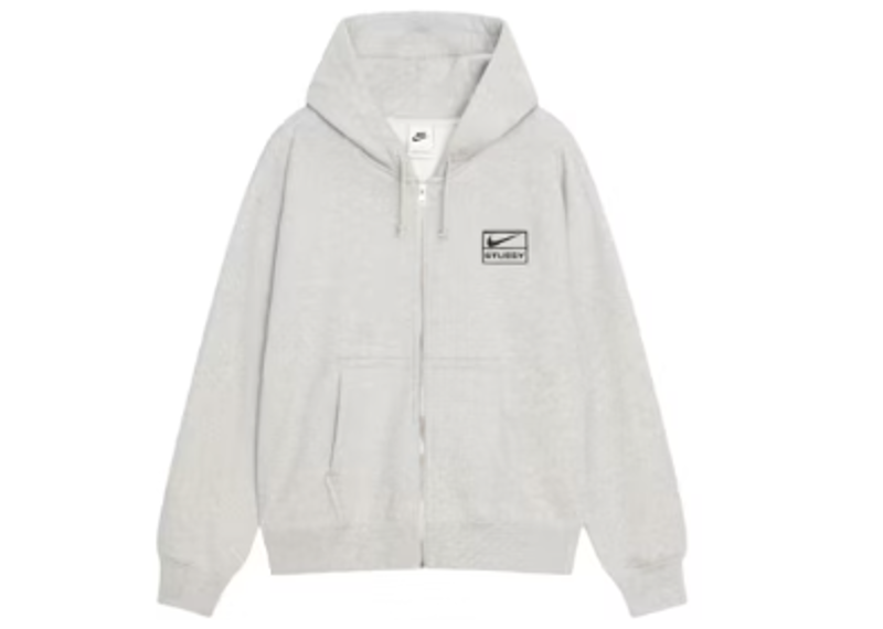 Stussy x Nike Fleece Zip Hoodie (FW25) Grey Heather (FW25)-Stussy-pikastore.cz