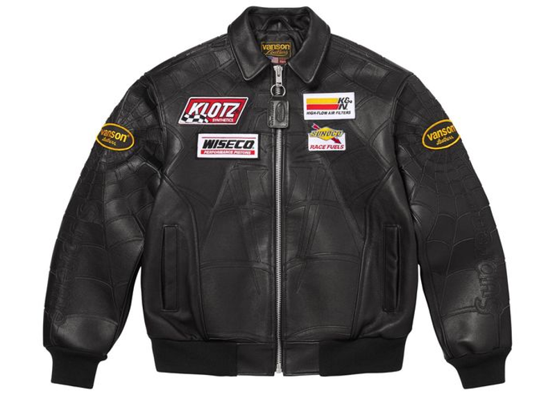 Supreme x Vanson Leathers Spider-Man Jacket Black