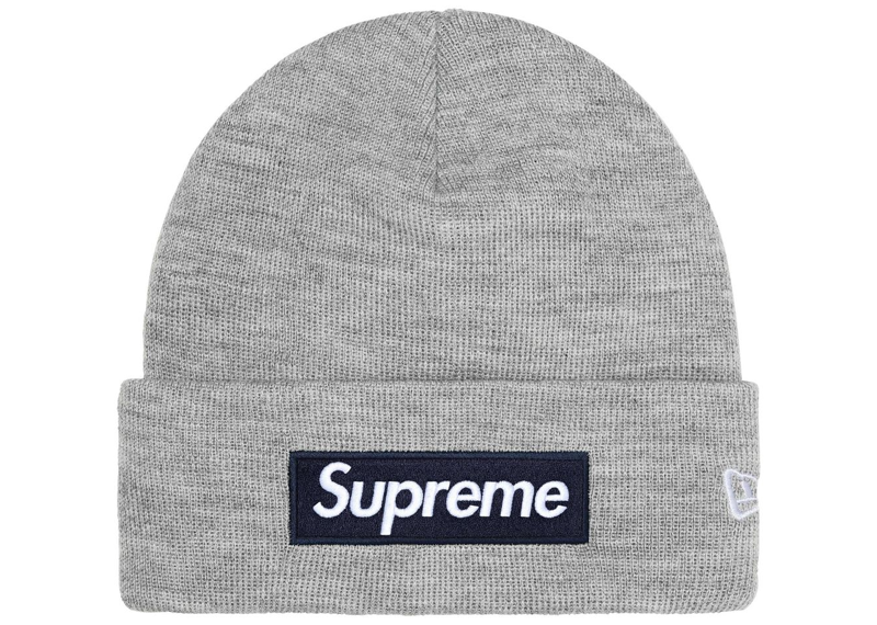 Supreme New Era Box Logo Beanie (FW25) Heather Grey