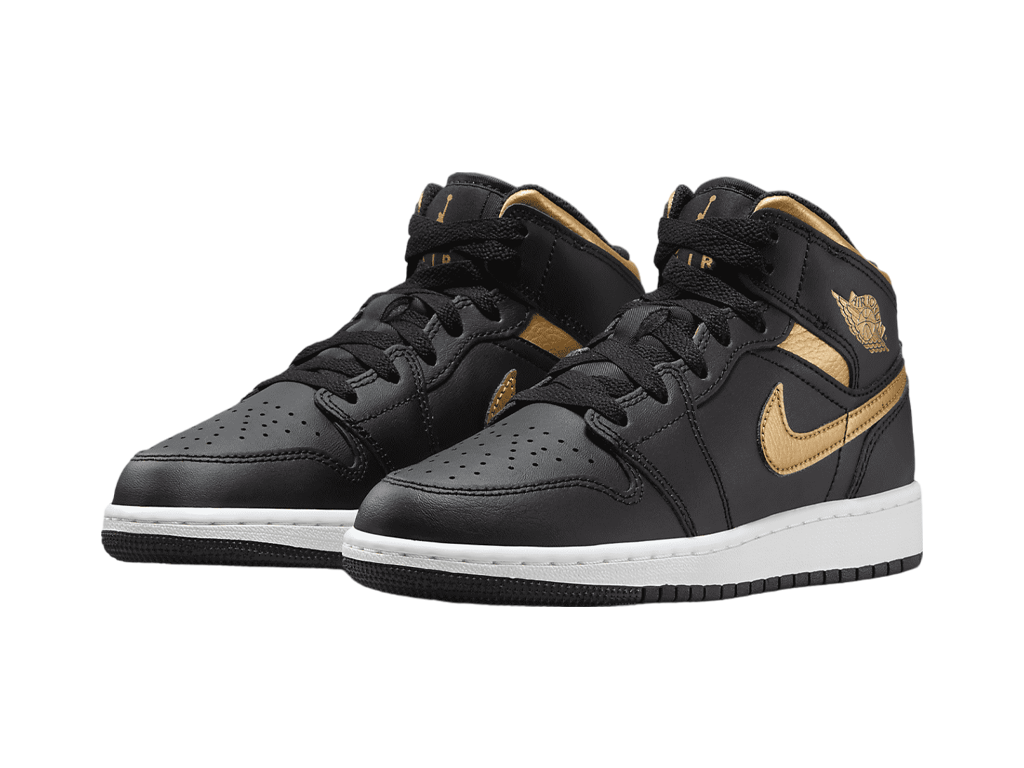 Air Jordan 1 Mid GS Black Metallic Gold
