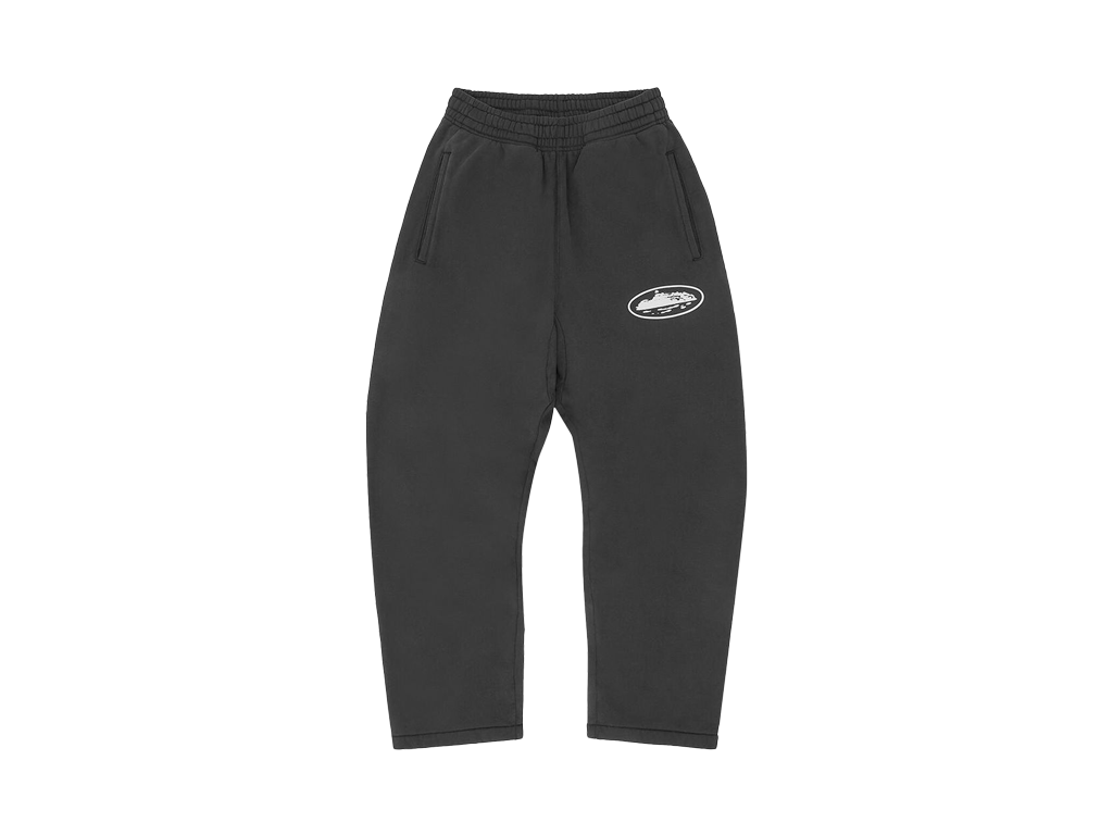 Corteiz Island Puff Print Open Hem Sweatpant Black