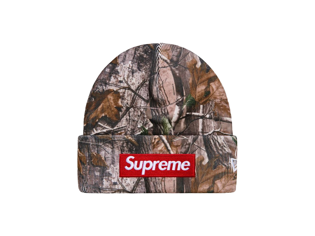Grey Supreme New Era Box Logo Beanie (FW25) Realtree AP Camo