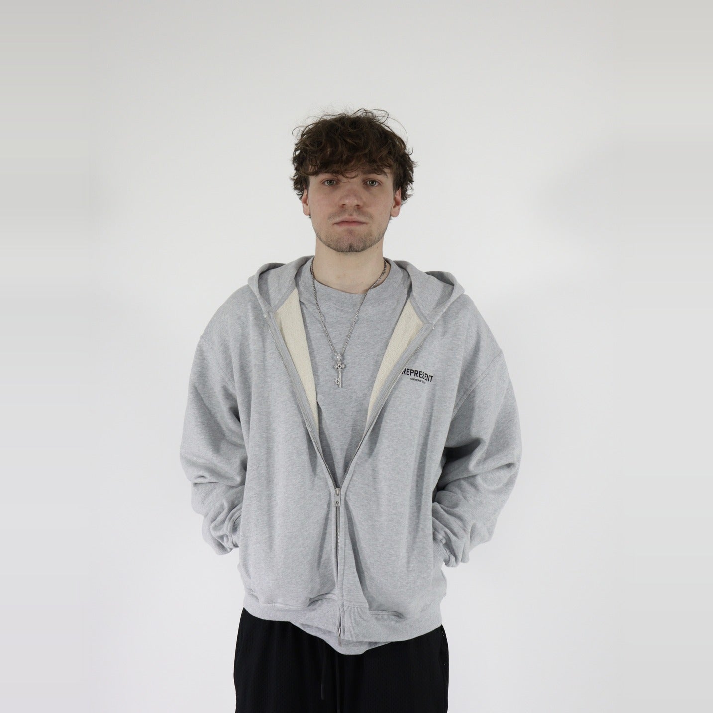 Represent Owners Club Zip-Up Ash Grey Hoodie-Clothing-Represent-pikastore.cz