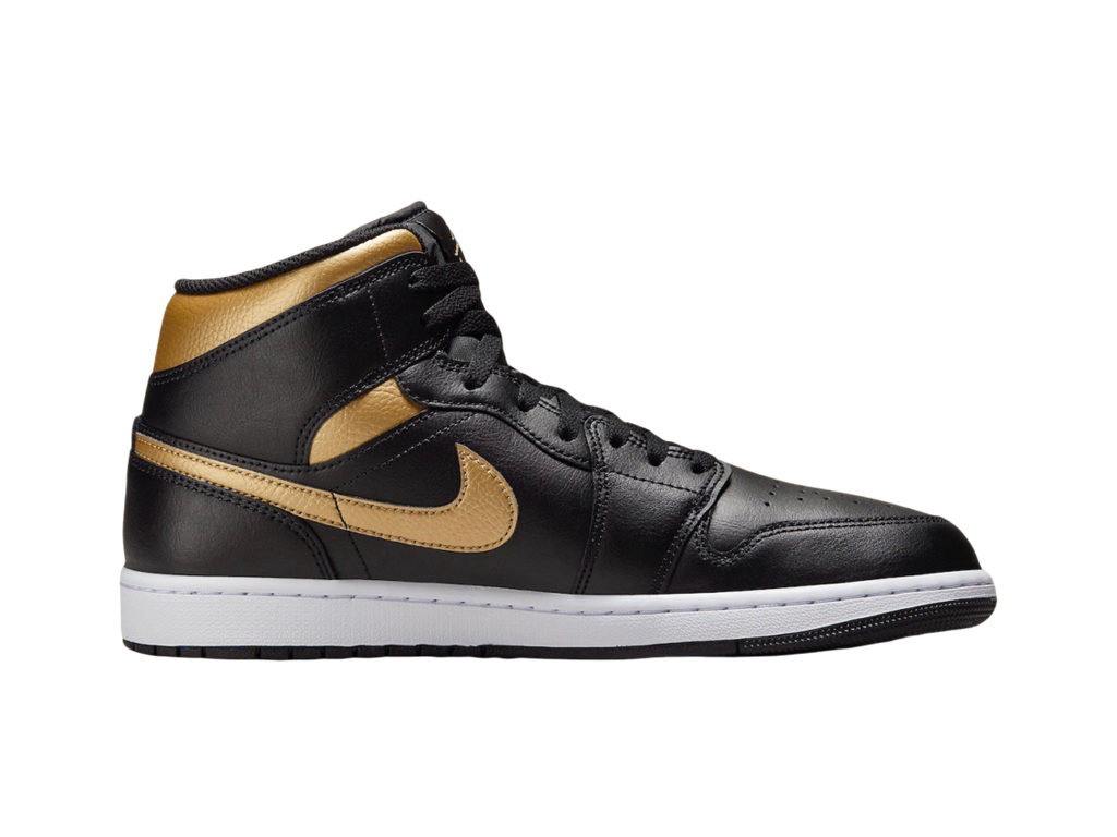 Nike Air Jordan 1 Mid Black Metallic Gold-Air Jordan-pikastore.cz