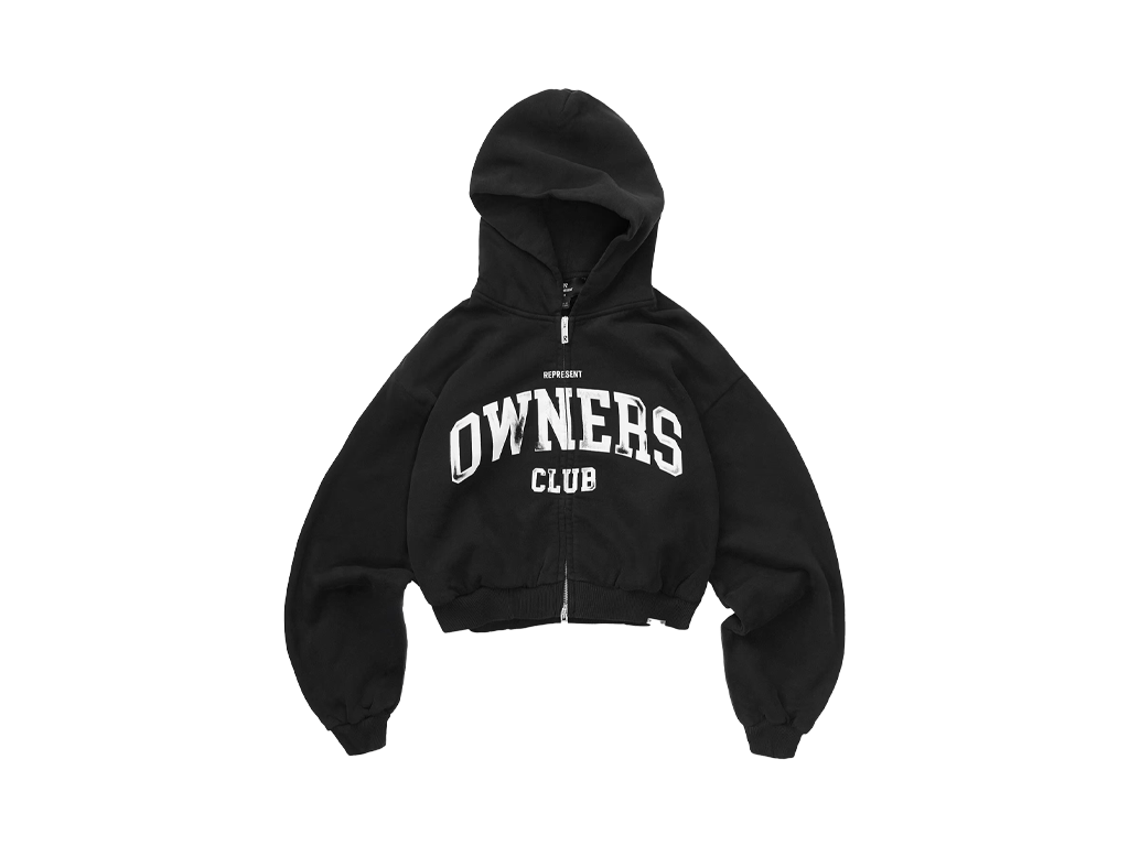 Represent Owners Club Zip Through Hoodie Jet Black-Represent-pikastore.cz