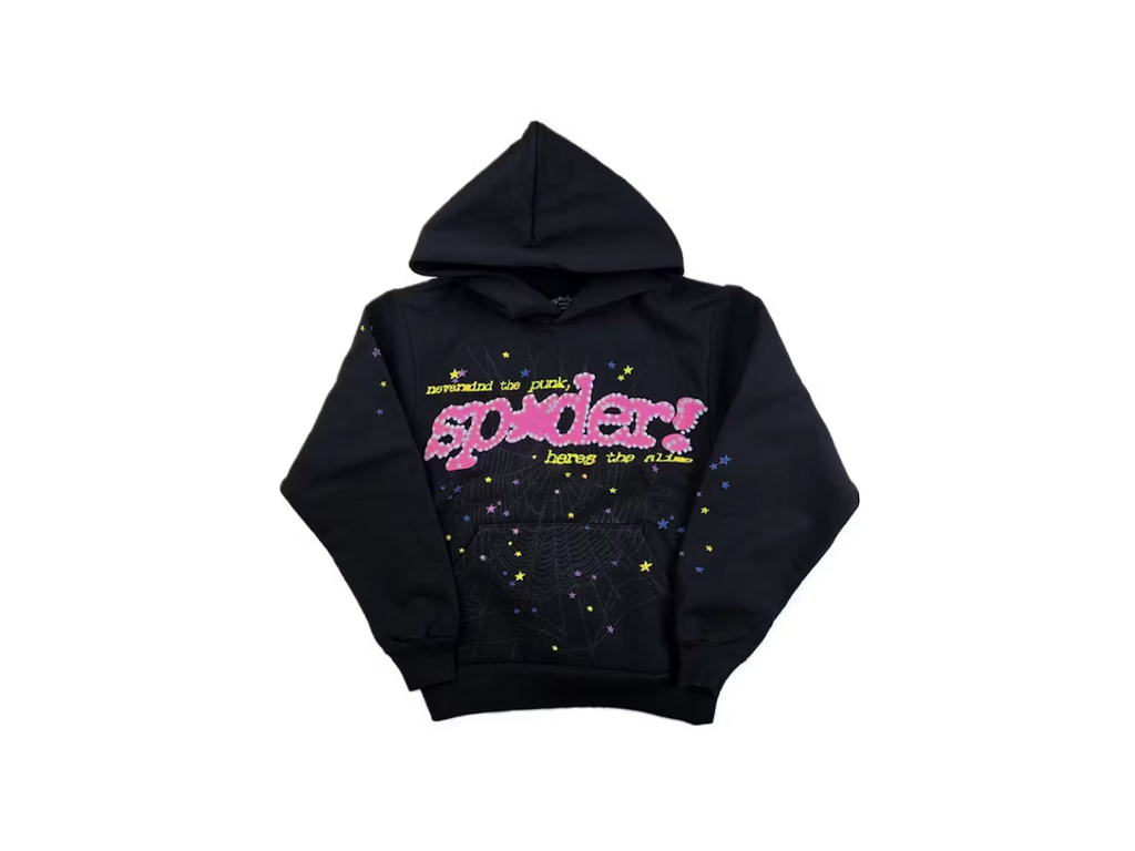 Sp5der P*nk V2 Hoodie Black-Sp5der-pikastore.cz