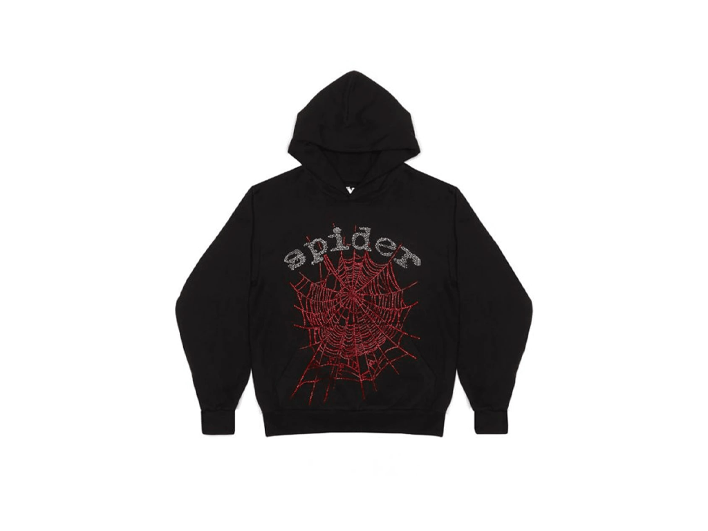 Sp5der Black Rhinestone Hoodie-Sp5der-pikastore.cz