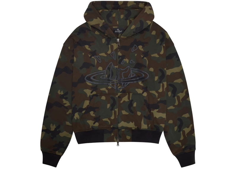 Broken Planet Camo Zip-up Hoodie Camo Green