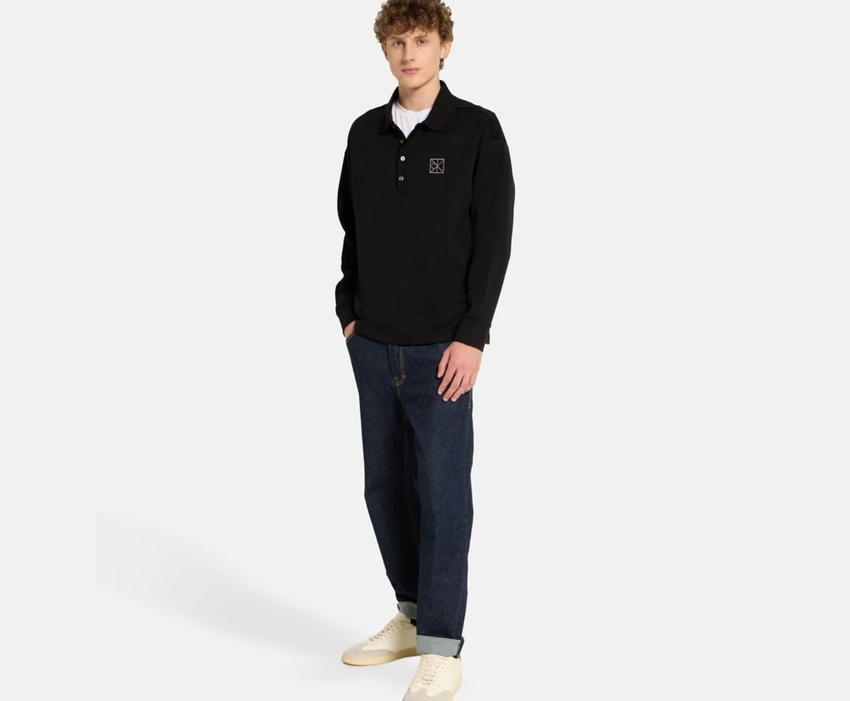 Calvin Klein Long-sleeved polo shirt Double Face Black – tricou – fotografia 5 din 5