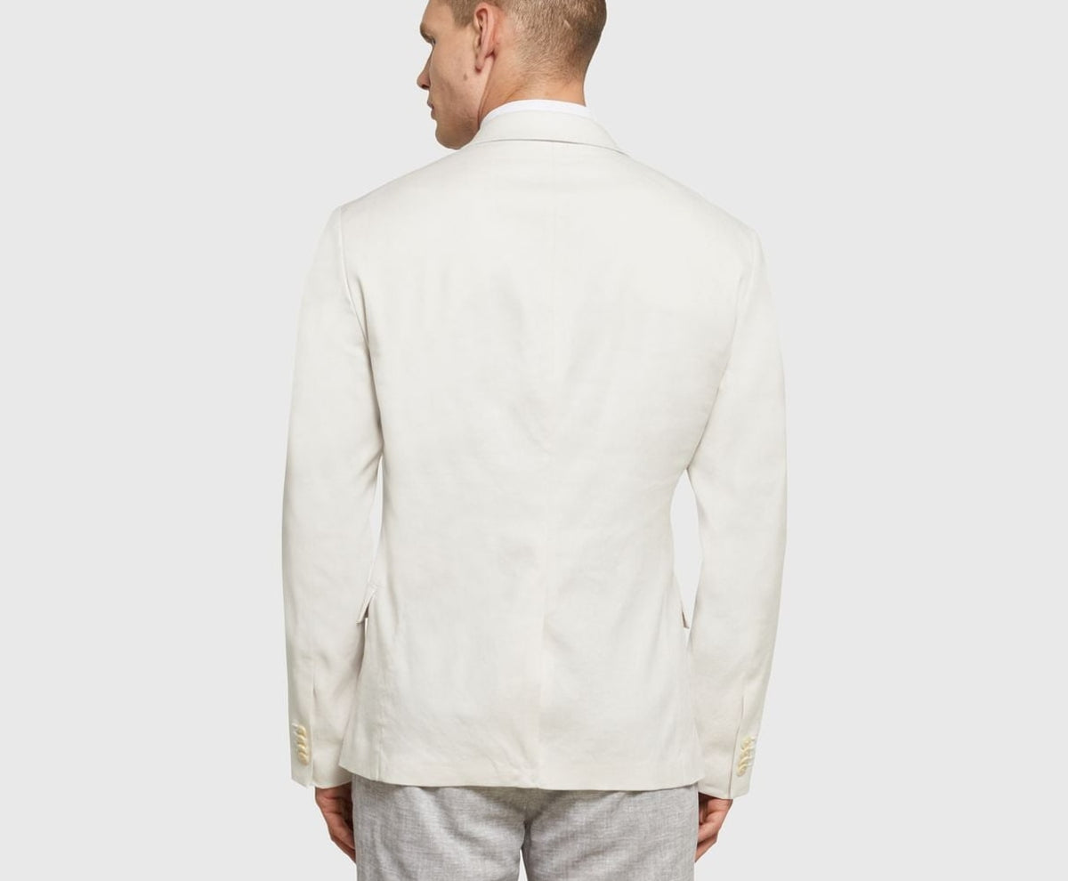 Calvin Klein Linen-blend suit jacket Ecru – kurtka – zdjęcie 4 z 6