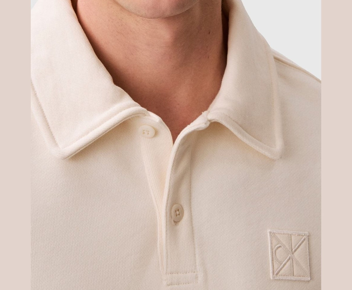 Calvin Klein Long-sleeved polo shirt Terry White – t-shirt – foto 3 van 5