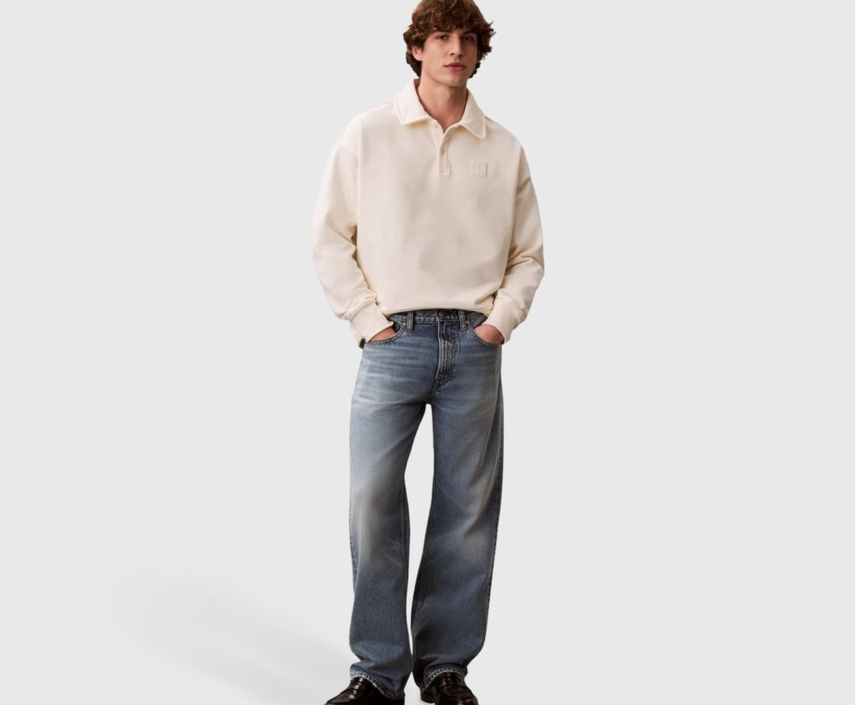 Calvin Klein Long-sleeved polo shirt Terry White – t-shirt – foto 5 van 5
