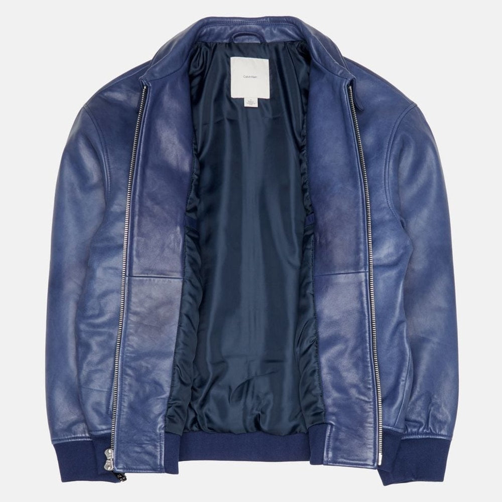 Calvin Klein Leather blouson Blue – Bekleidung – Foto 5 von 6