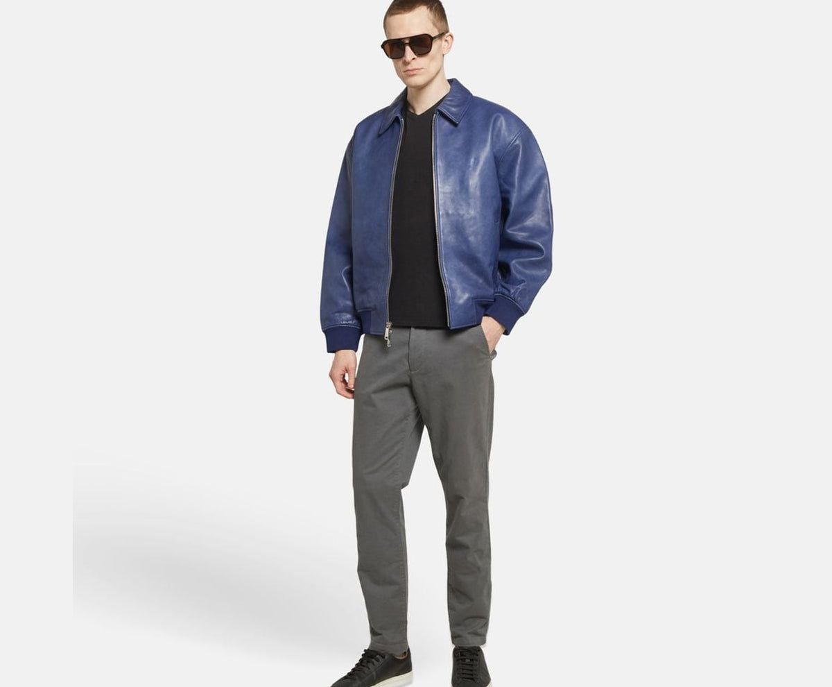 Calvin Klein Leather blouson Blue – Bekleidung – Foto 6 von 6
