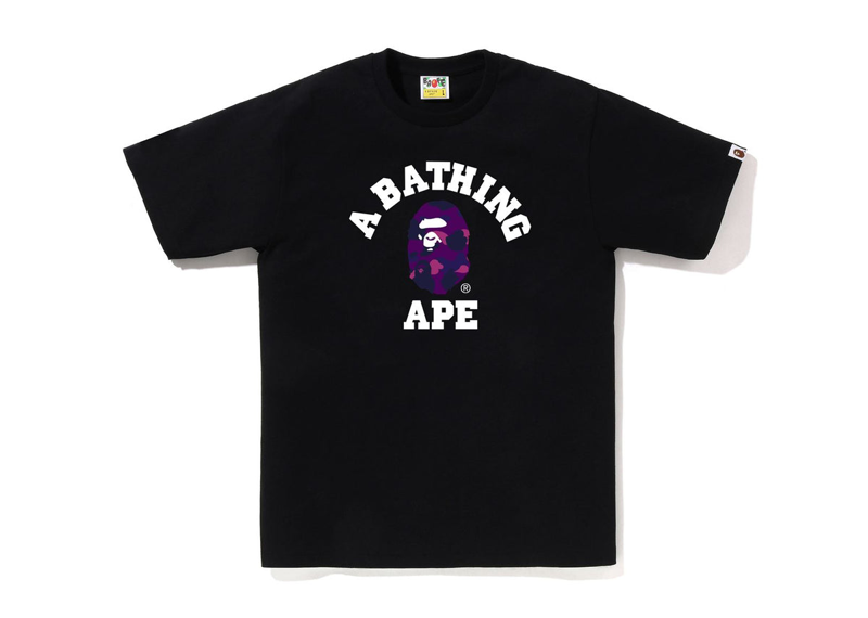 A Bathing Ape Men Black Color Camo College Tee-Bape-pikastore.cz