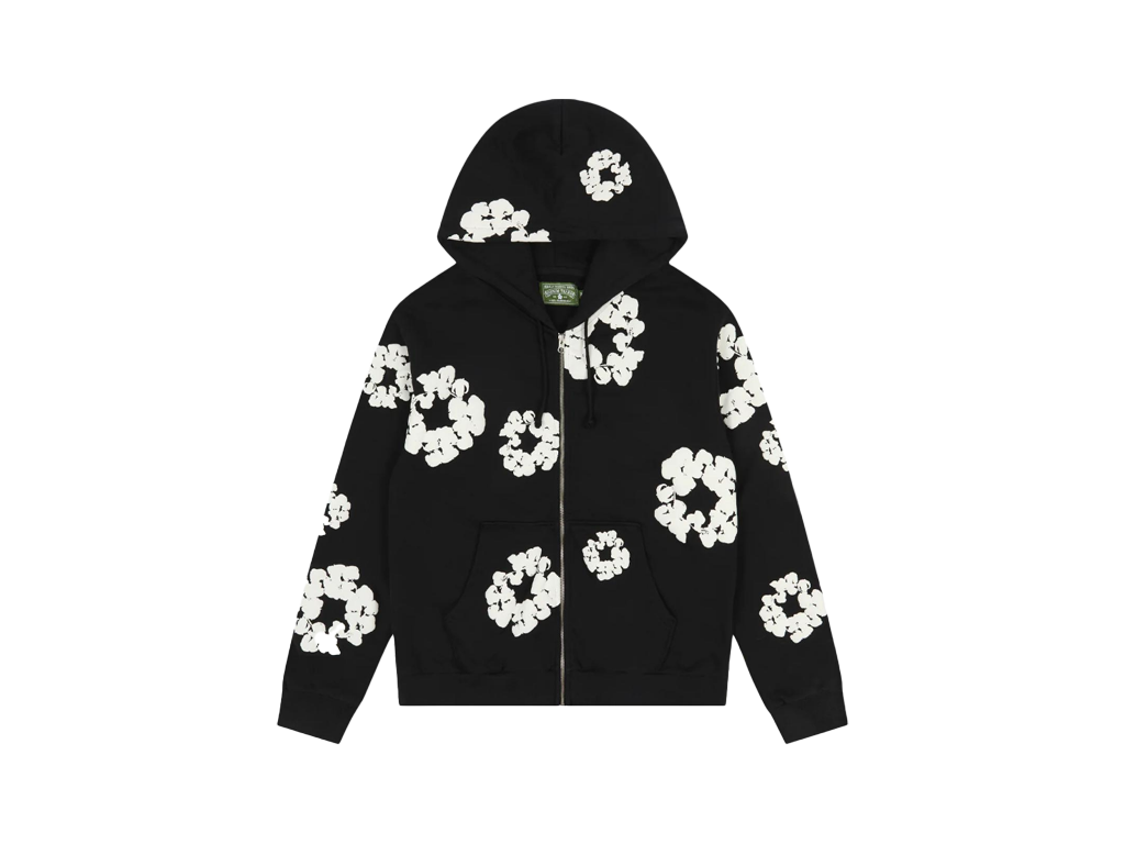 Denim Tears Cotton Wreath Zip Hoodie Black – mikina, černá