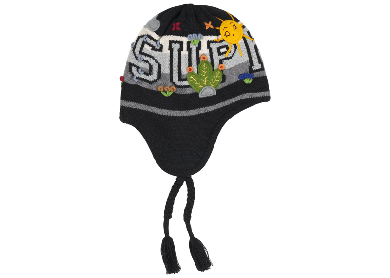 Supreme Felt Applique Earflap Beanie Black