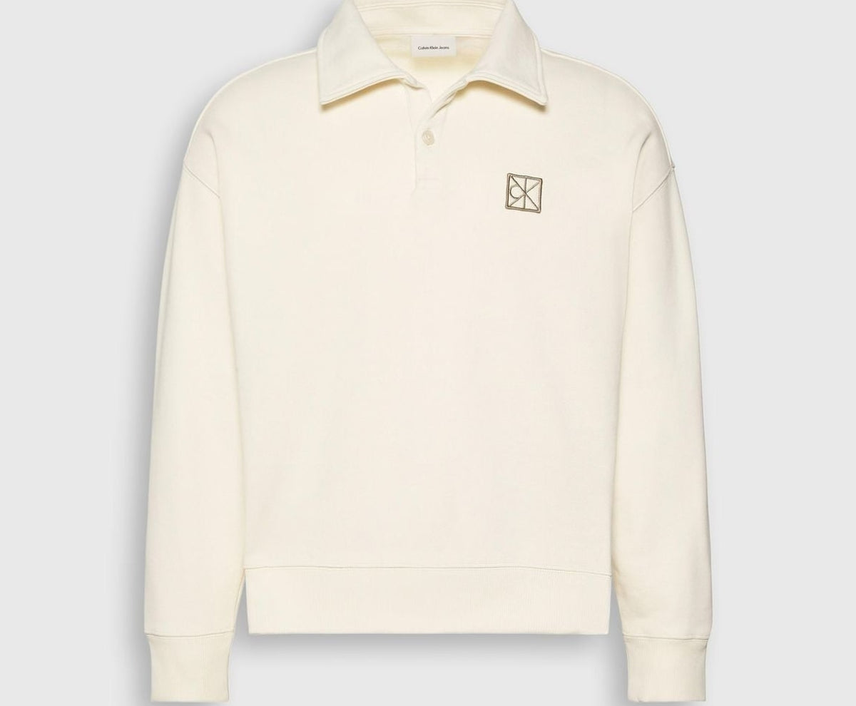 Calvin Klein Long-sleeved polo shirt Terry White – tøj, hvid
