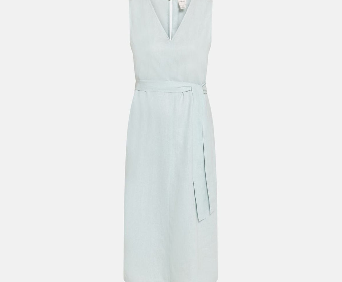 Calvin Klein Linen-blend dress Light Blue – îmbrăcăminte