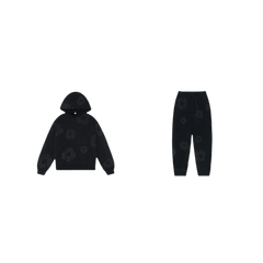Denim Tears Cotton Wreath Sweatshirt + Sweatpants Black Monochrome - SET