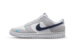 Nike Dunk Low White Gray Navy Aqua Mini Swoosh