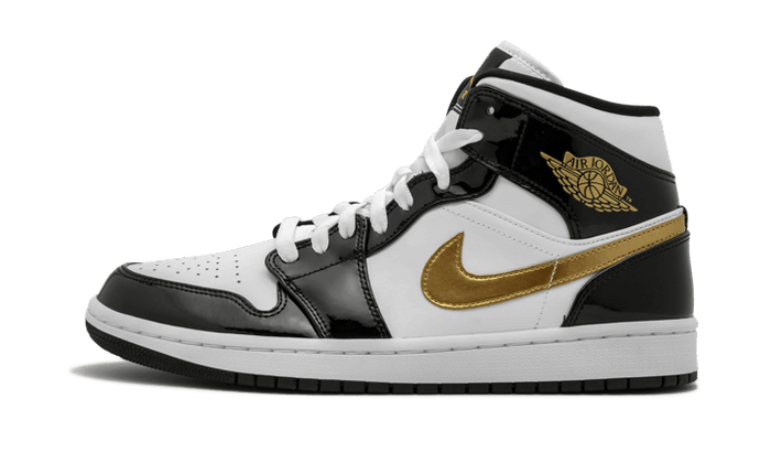 Nike Air Jordan 1 Mid Patent Black White Gold-sneakers-Air Jordan-pikastore.cz