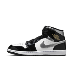 Nike Air Jordan 1 Mid SE Black White Metallic Silver