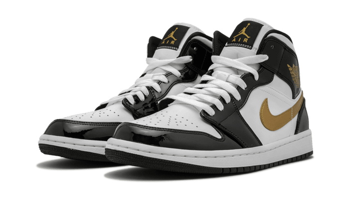 Nike Air Jordan 1 Mid Patent Black White Gold-sneakers-Air Jordan-pikastore.cz