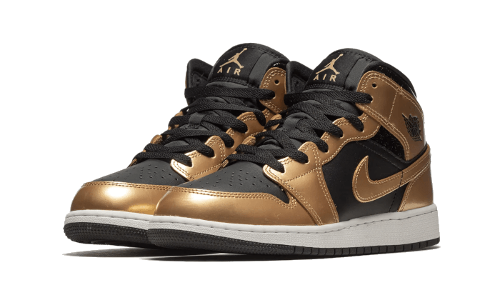 Nike Air Jordan 1 Mid SE GS Metallic Gold Black-Air Jordan-pikastore.cz