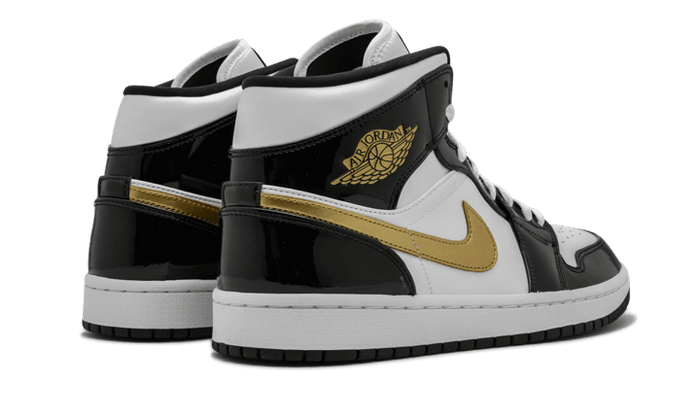 Nike Air Jordan 1 Mid Patent Black White Gold-sneakers-Air Jordan-pikastore.cz