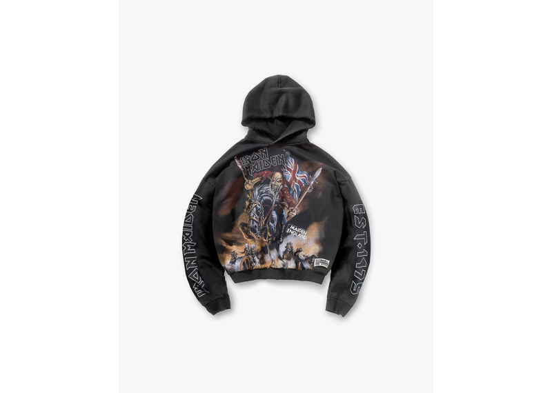 Represent X Iron Maiden Steed Hoodie Stained Black-Represent-pikastore.cz