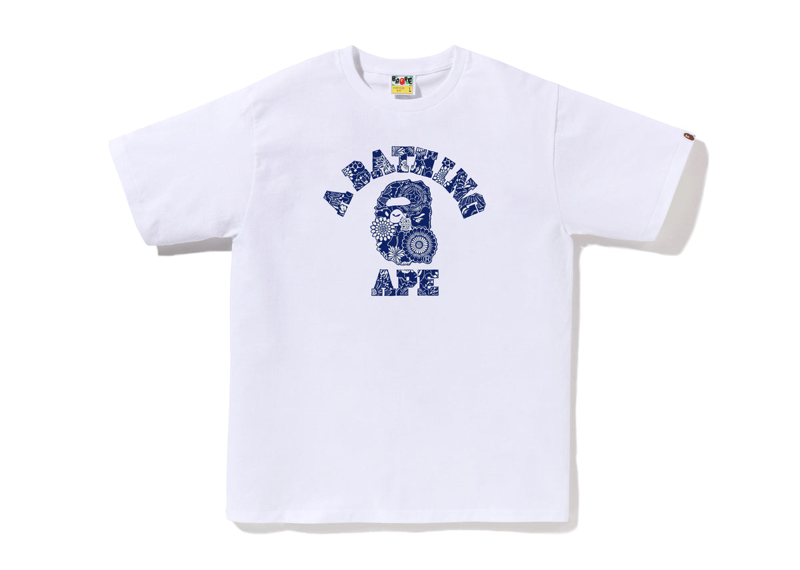 A Bathing Ape Men Japanese Indigo Art Camo College Tee Blue-Bape-pikastore.cz