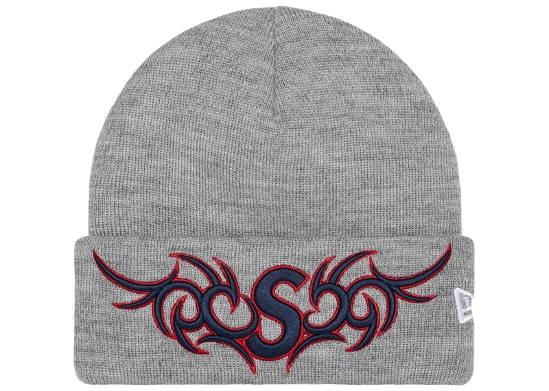 Supreme New Era Tribal S Logo Beanie Heather Grey-Supreme-pikastore.cz