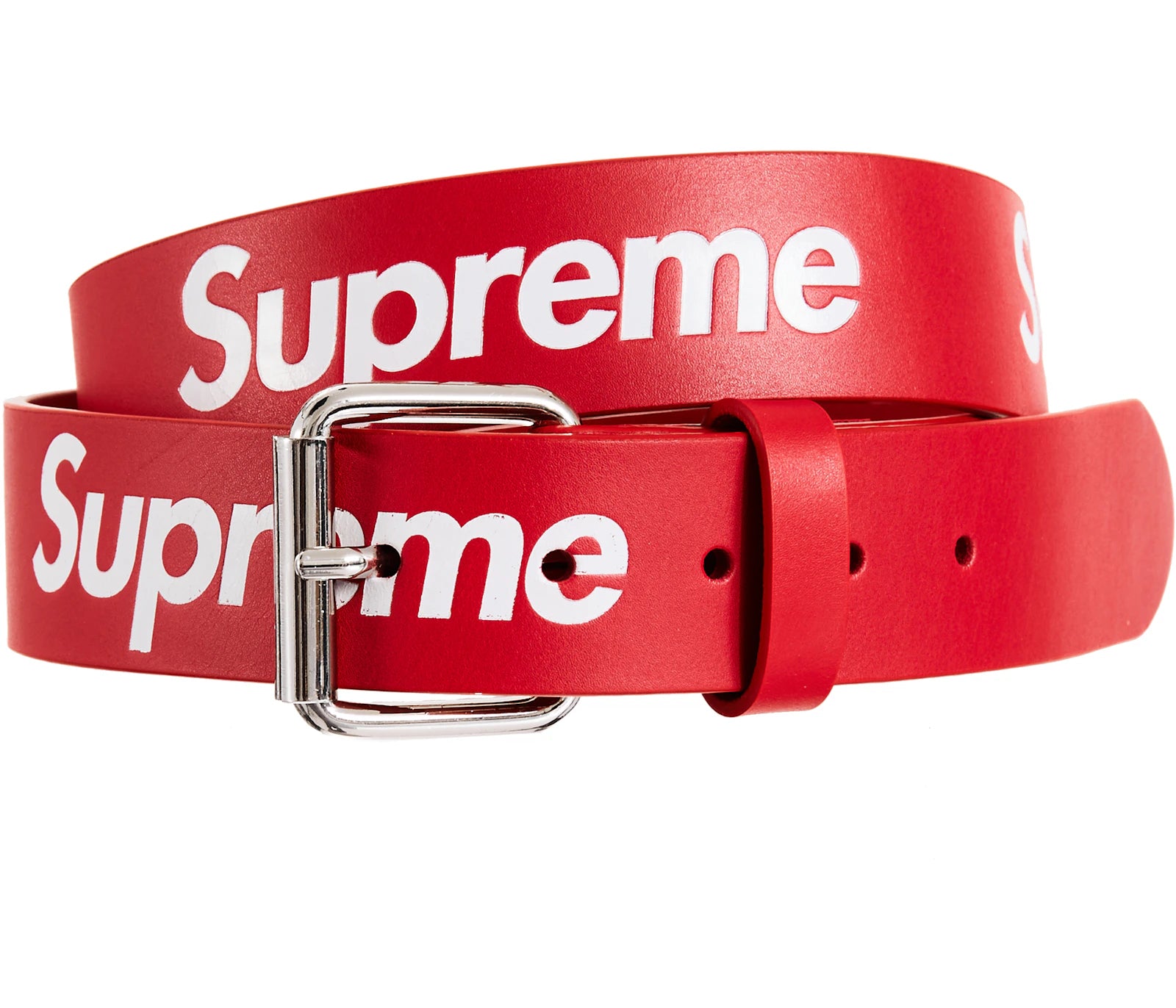 Supreme Repeat Leather Belt Red-Supreme-pikastore.cz