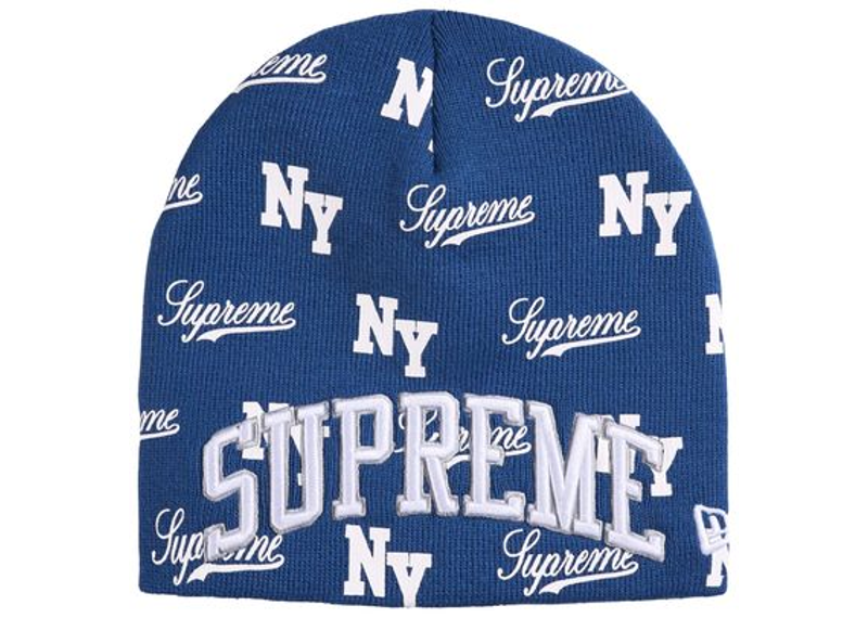 Supreme New Era Monogram Beanie Blue