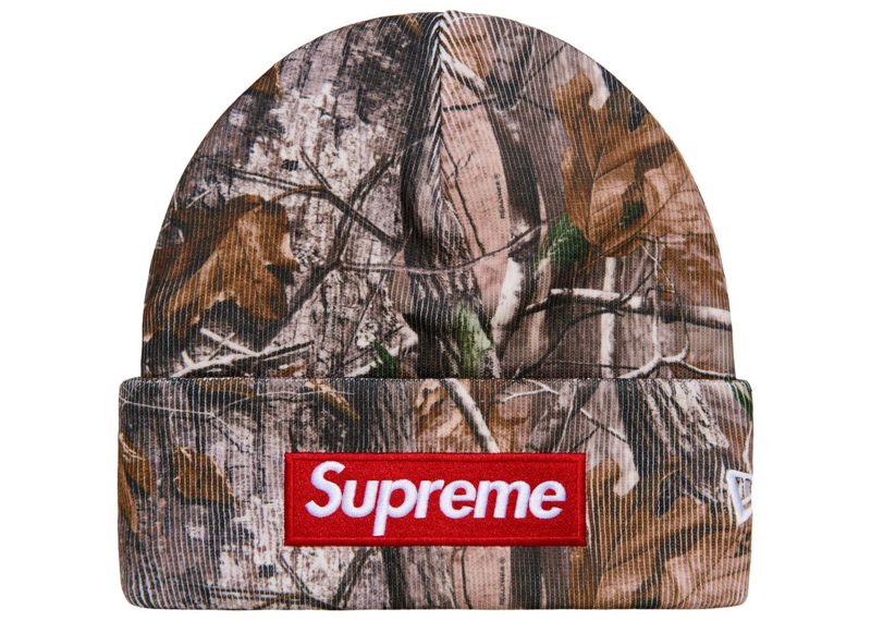 Gray Supreme New Era Box Logo Beanie (FW25) Realtree AP Camo