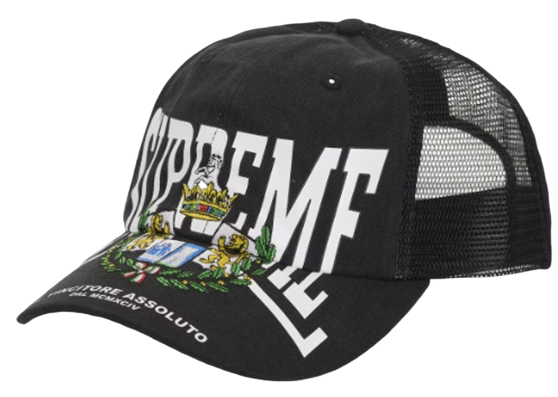 Supreme Crest Mesh Back 6-Panel Black-Supreme-pikastore.cz