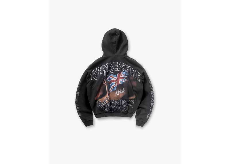 Represent X Iron Maiden Steed Hoodie Stained Black-Represent-pikastore.cz