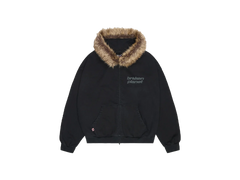Broken Planet Star Logo Fur Zip-Up Hoodie Midnight Black