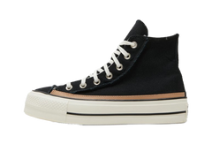 Converse Wmns Chuck Taylor All Star Raw Edge Platform High Black Champagne Tan