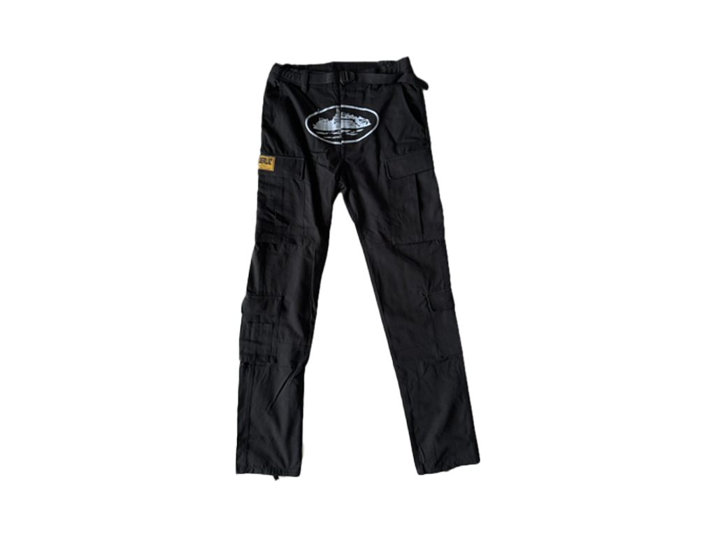 Corteiz Guerillaz Cargo Pants V1 Black Baby Blue-Corteiz-pikastore.cz