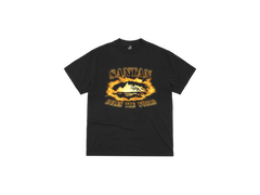 Corteiz Santan Alcatraz Tee Black Orange Flame