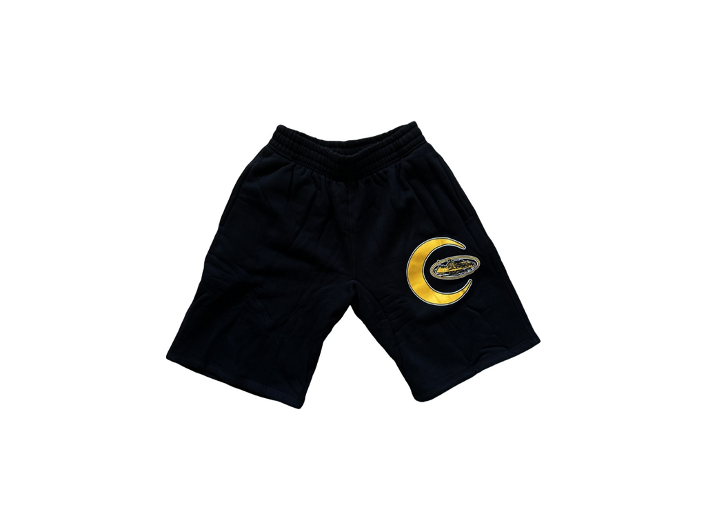Corteiz Crescent Moon Shorts Black Yellow-Corteiz-pikastore.cz