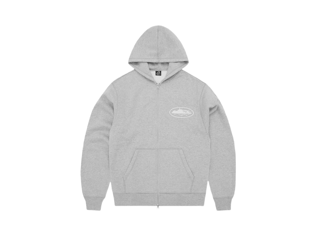 Corteiz Island Puff Print Zip Hoodie Heather Grey-Corteiz-pikastore.cz