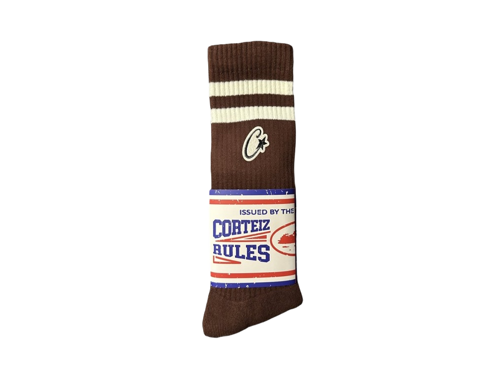 Corteiz Patch Socks Brown/White