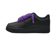 Nike Air Force 1 Black Low 07 Rope Laces Purple