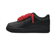 Nike Air Force 1 Black Low 07 Rope Laces Red
