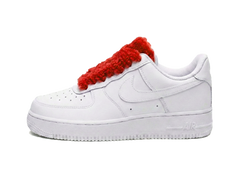 Nike Air Force 1 White Low 07 Fluffy Laces Red